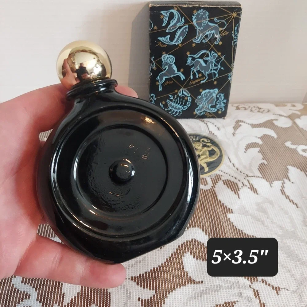 Avon Star Signs Wild Country After Shave Gemini Vintage Black Glass Decanter Box